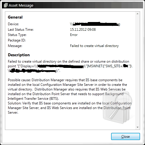 FIX SCCM DP Monitoring Error Failed To Create Virtual Directory Issue