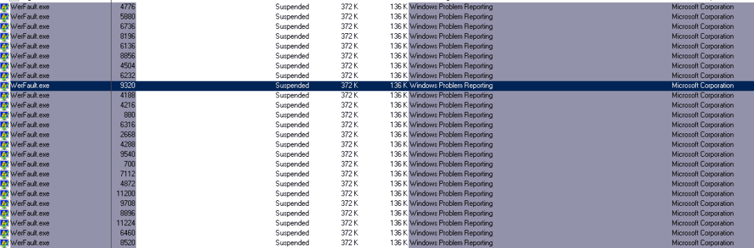 WERFAULT.EXE - Error Verify Inventory Action