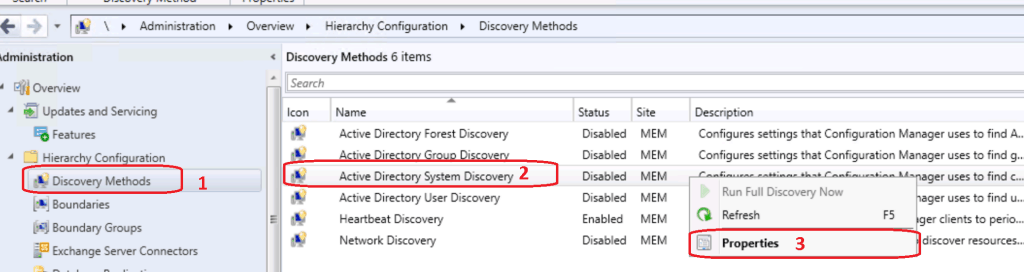  Active Directory System Discovery  - Properties - Disabled - How to Configure SCCM Active Directory System Discovery