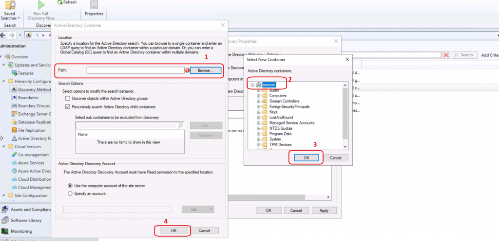 BROWSE from Active Directory Container - Configure Active Directory System Discovery