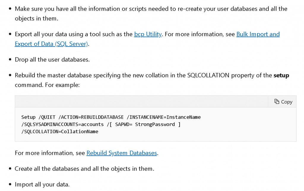 Microsoft Documented Options