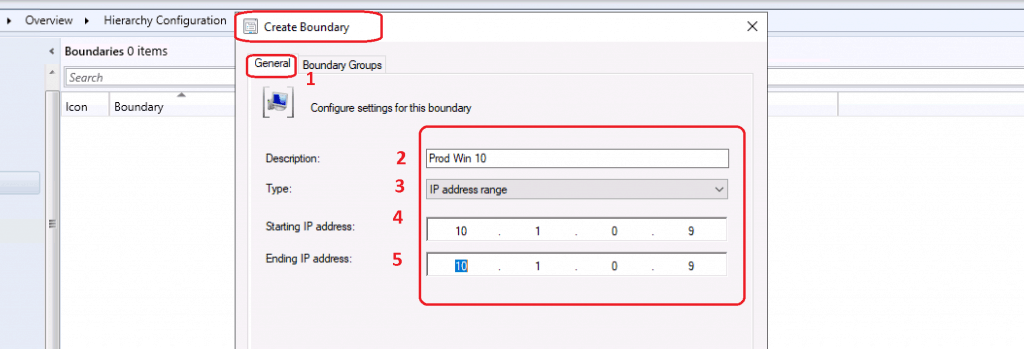 Configure setting for the boundary - ConfigMgr 