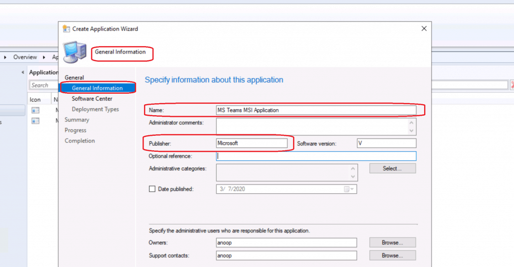 Enter the name of the application you want to deploy - MS Teams MSI Application