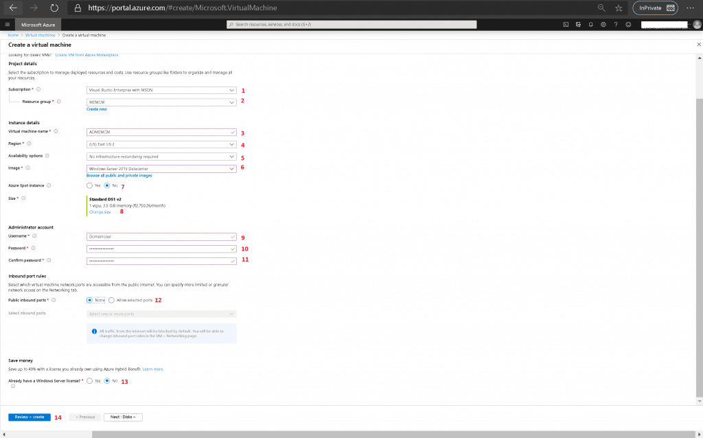 Create a virtual machine - Setup ConfigMgr LAB Infrastructure