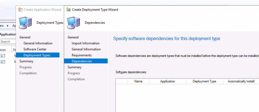 Select the Software Dependencies of Team application