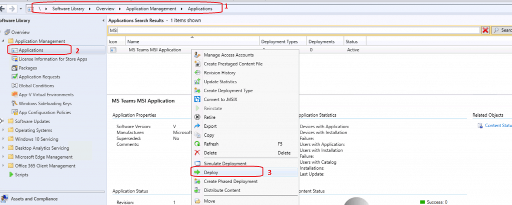 Select Deploy MS Teams Using SCCM