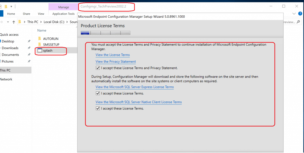  ACCEPT product License Terms as you can see below - Build Configuration Manager Technical Preview LAB