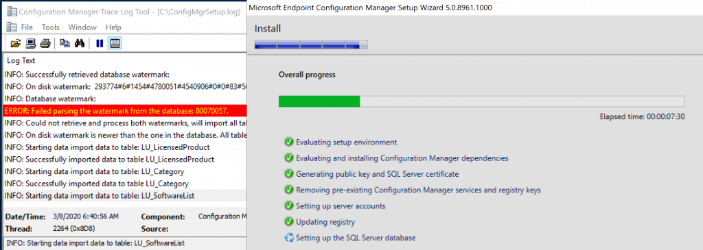 Progress bar of the ConfigMgr Preview version - Build Configuration Manager Technical Preview LAB