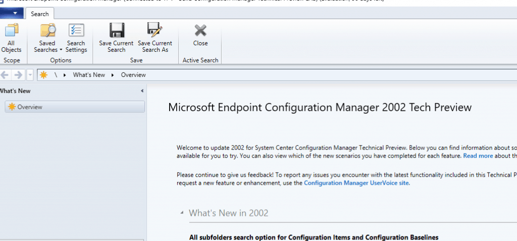 Configuration Manager Console 2002.2 - Build Configuration Manager Technical Preview LAB