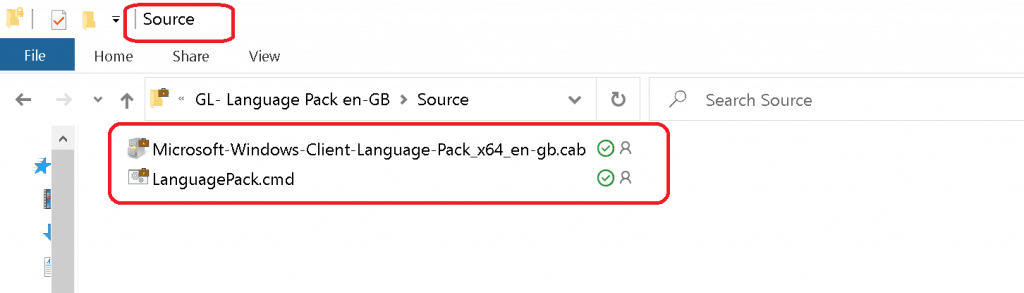 Source folder for IntuneWin package - Intune Language Pack Deployment