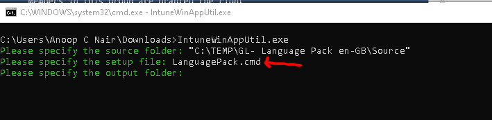 Enter the SETUP file  LanguagePack.cmd 