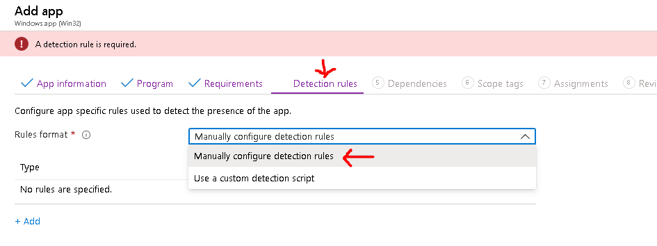 Configure app specific rules used to detect the presence of the app