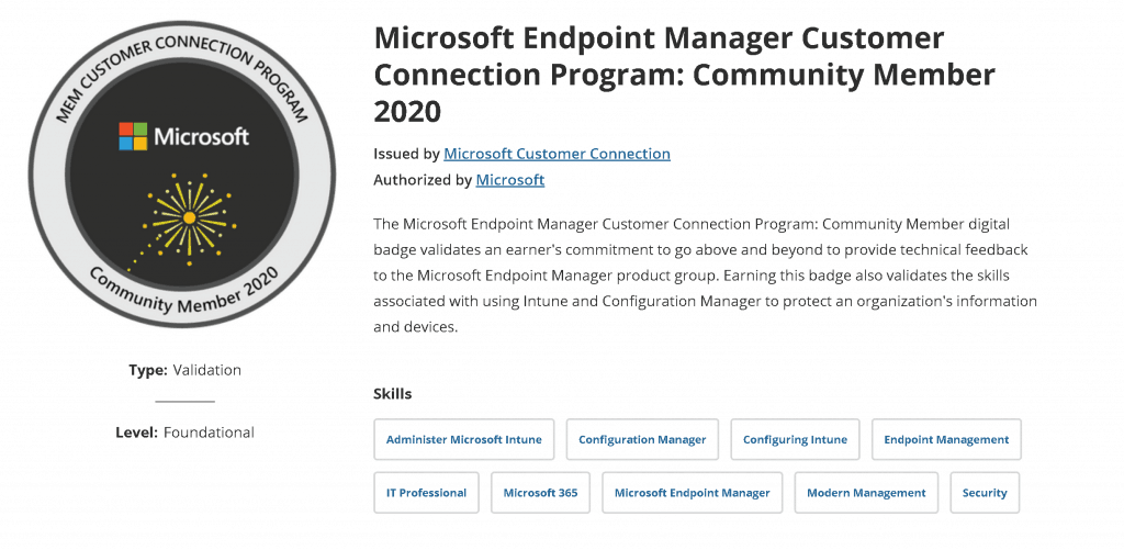 Microsoft Customer Connection Program Digital Badge - Community Member