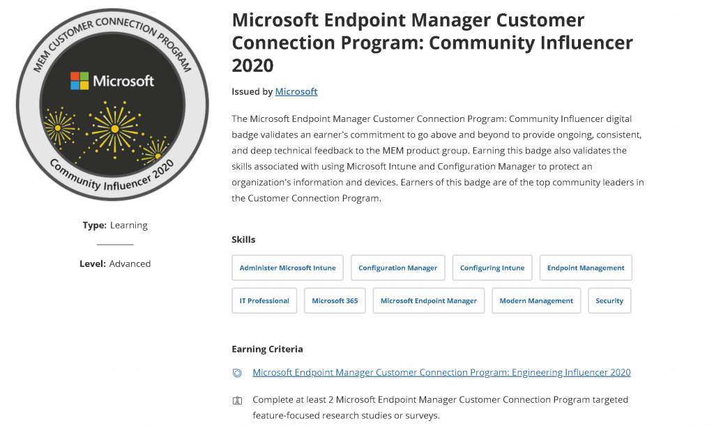 Microsoft Customer Connection Program - Digital Badge -   Community Influencer 