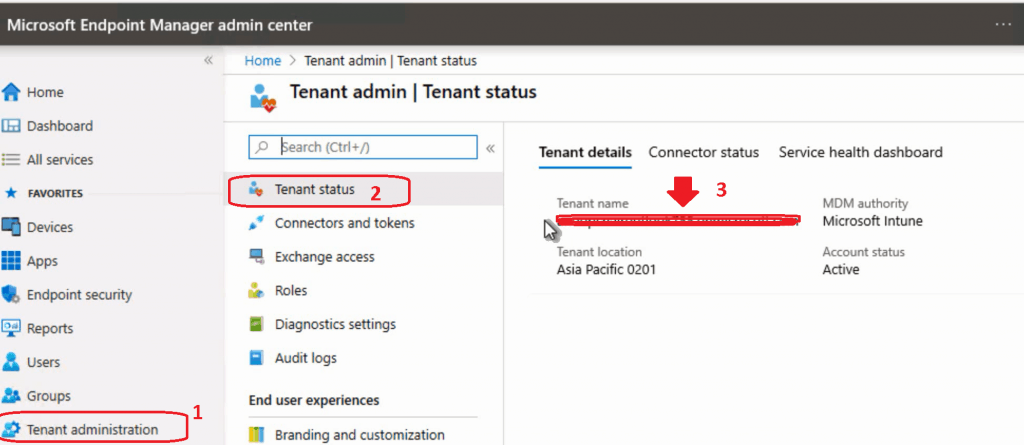 Intune  Tenant Administration - Tenant Status 