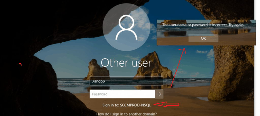 Local User Password is incorrect -  - SCCM Server Trust Relationship Issue