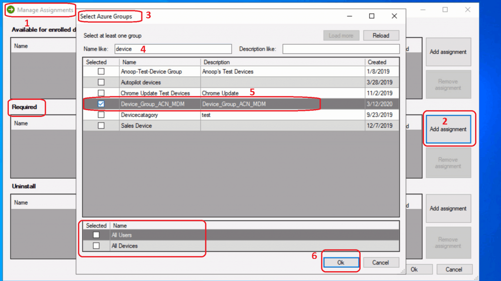 3 (Three) categories in Manage Assignment window  - Intune Third-Party Patching Automation