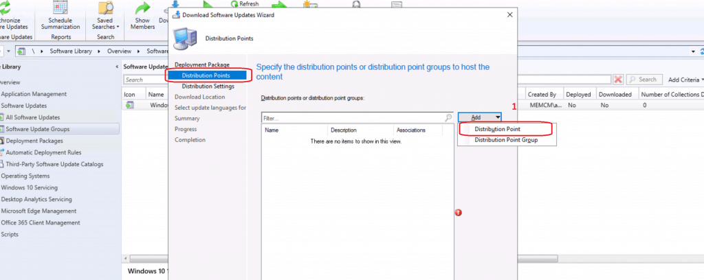  Specify the Distribution Points for this Software Update patch package - Software Update Patch Package