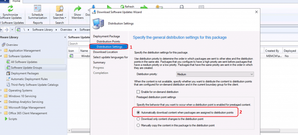 Automatically download content when packages are assigned to distribution points - Software Update Patch Package