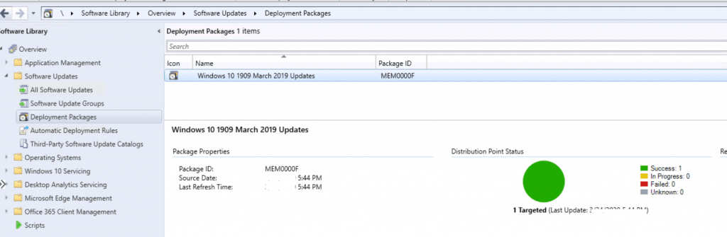 confirm the distribution point status - Software Update Patch Package