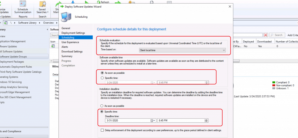 Schedule Software Available Time - As Soon As Possible - Software Update Patch Package