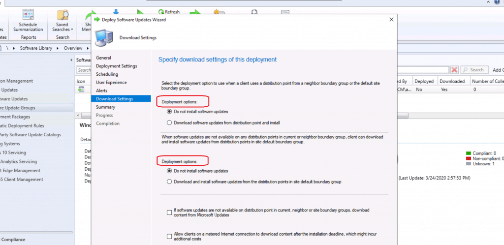 Download Options for Windows 10 Device - Software Update Patch Package SCCM Patching Process - Download Options