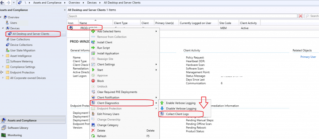 Collect SCCM Client Logs - Configuration Manager Client Diagnostics