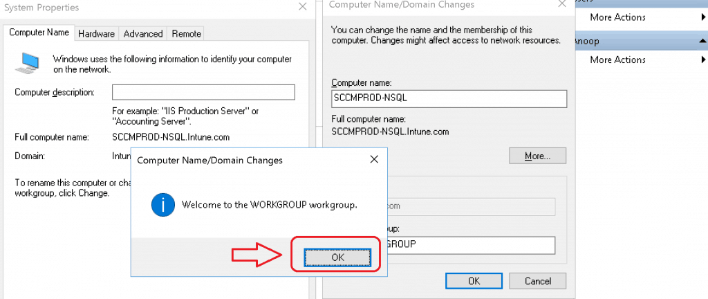 Welcome to the WORKGROUP workgroup - SCCM Server Trust Relationship Issue