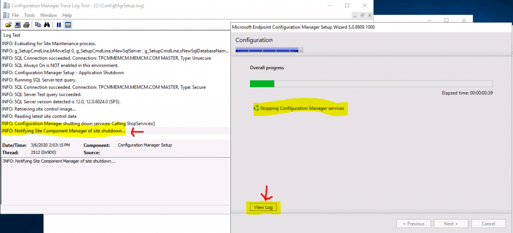 Progressed with ConfigMgr Site Reset - ConfigMgrSetup.log