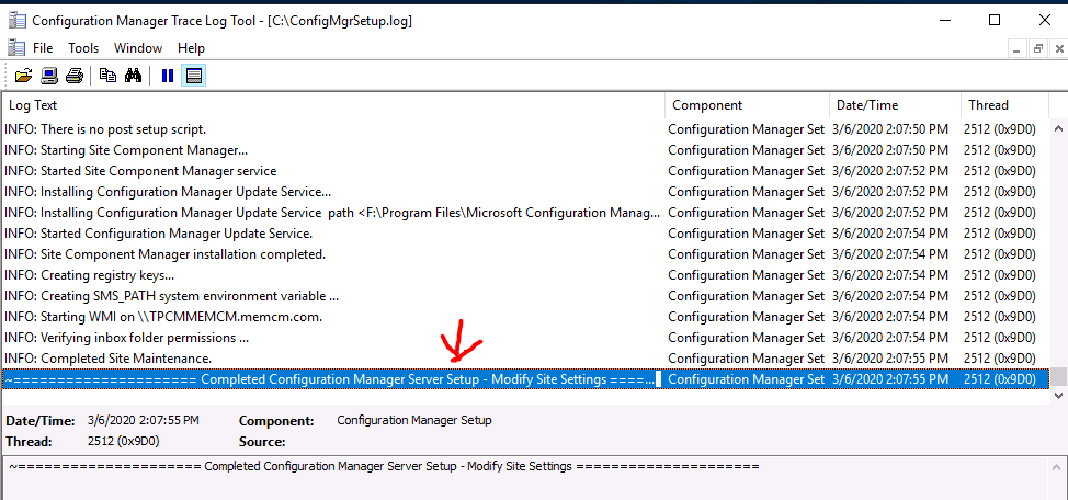 Completed Configuration Manager Server Setup - Modify Site Settings