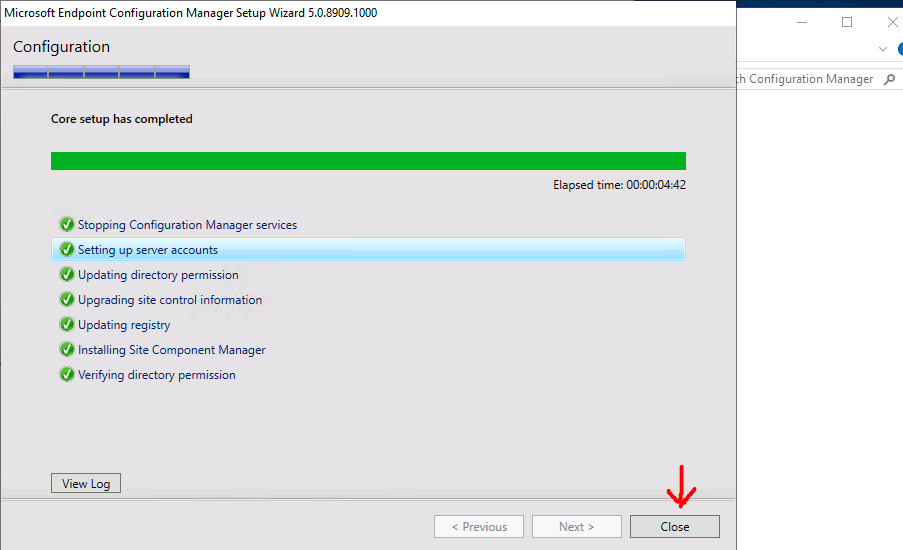 Finish Site Reset Successfully - Microsoft Endpoint Configuration Manager Setup Wizard 