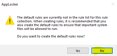 Windows Information Protection - Do not create default rules if creating AppLocker executable rule for unsigned applications