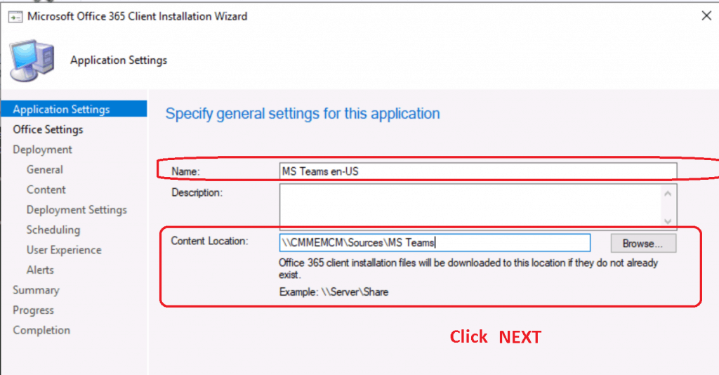 Specify General Settings for MS Teams package