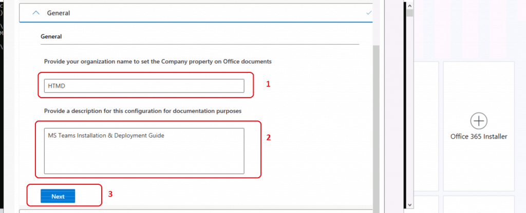 General Options  Options in MS Teams Client Package