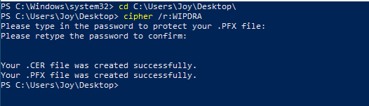 Using cipher cmdline tool to generate a DRA certificate
