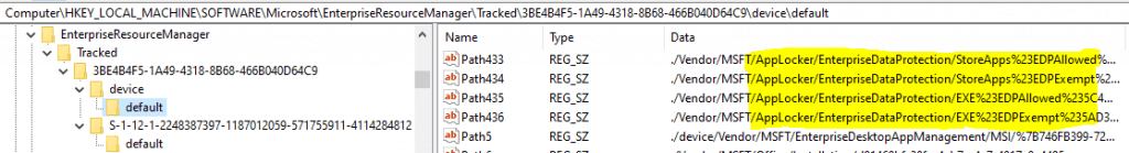 WIP Troubleshooting Checklist - checking AppLocker policy delivery from registry - Protected App and Exempt App list