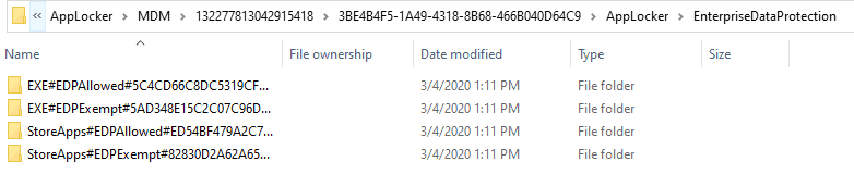 WIP Troubleshooting Checklist - WIP AppLocker policies are stored locally on device at location C:\Windows\System32\AppLocker\MDM