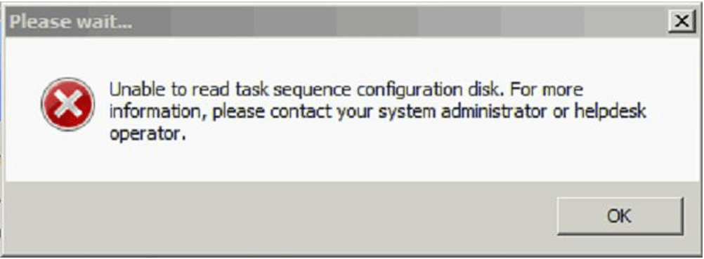 TS Unable to read the configuration disk