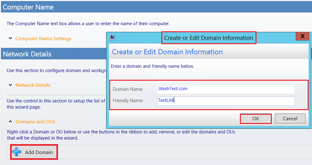 Add Domain - Enter a domain and friendly name - Customizing UDI Wizard