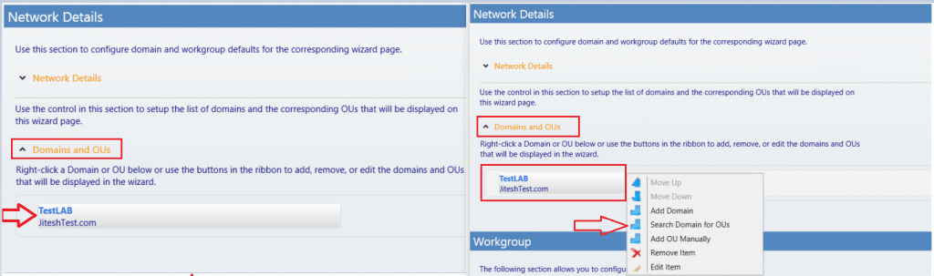 Domain and OUs - setup domain - Customizing UDI Wizard