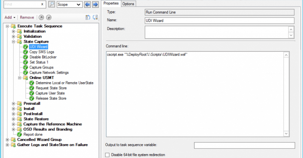 UDI Task Sequence - State Capture Phase - SCCM ConfigMgr Customizing UDI Wizard