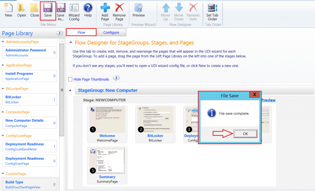 File Save Complete - Customizing UDI Wizard