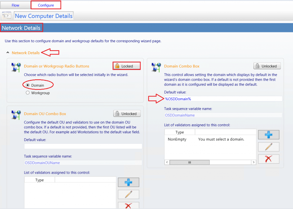 Network Details - This section allow to configure domain and workgroup. Computer Customizing UDI Wizard