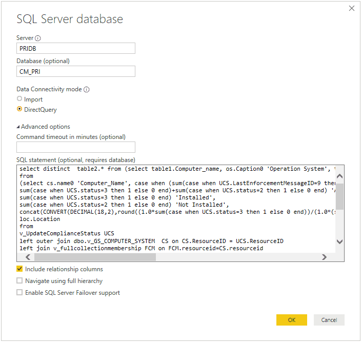 PowerBI Live Dashboard Integration with SCCM ConfigMgr