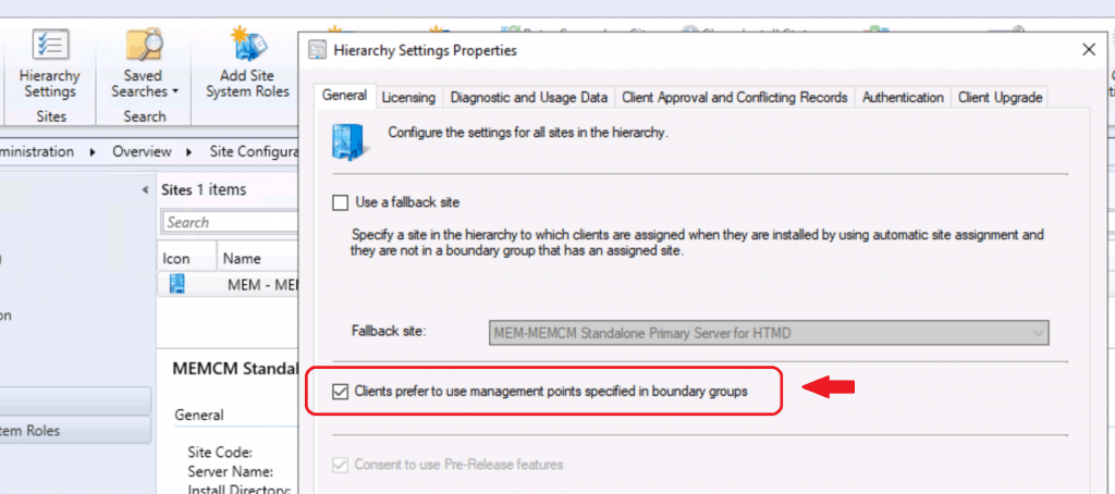 SCCM Preferred Management Points - Preferred Management Point Settings