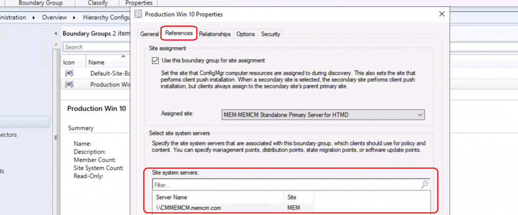 Reference Boundary Groups - SCCM Preferred Management Points