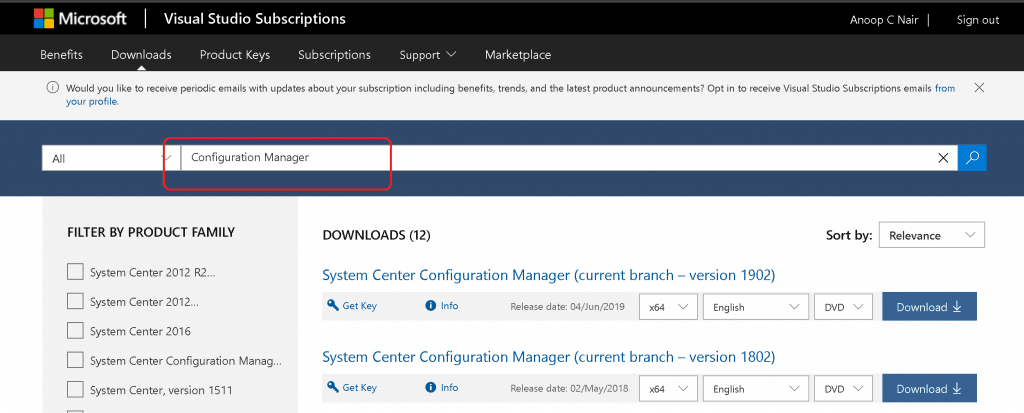 SCCM Baseline Version - Installation Media - Configuration Manager