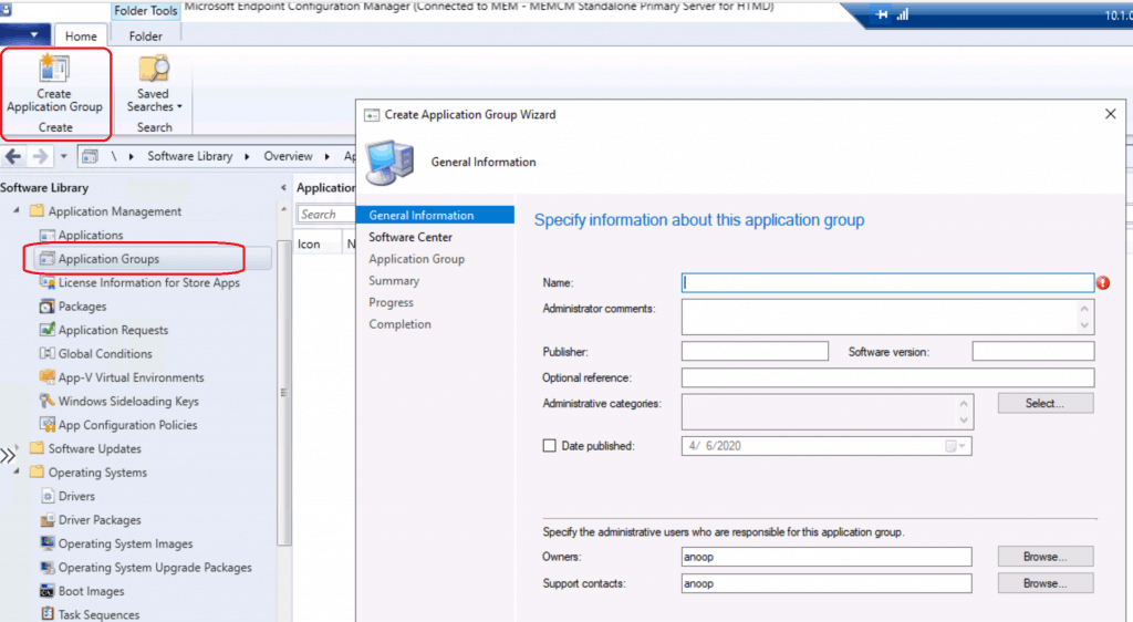 Create Application Group Using SCCM ConfigMgr