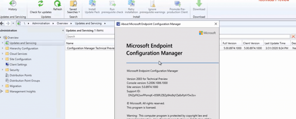 ConfigMgr 2003 Console Version - 5.2006.1006.1000 & Site Server Version 5.00.8974.1000