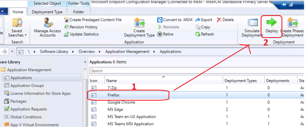 Deploy button - Deploy Firefox Browser Using SCCM